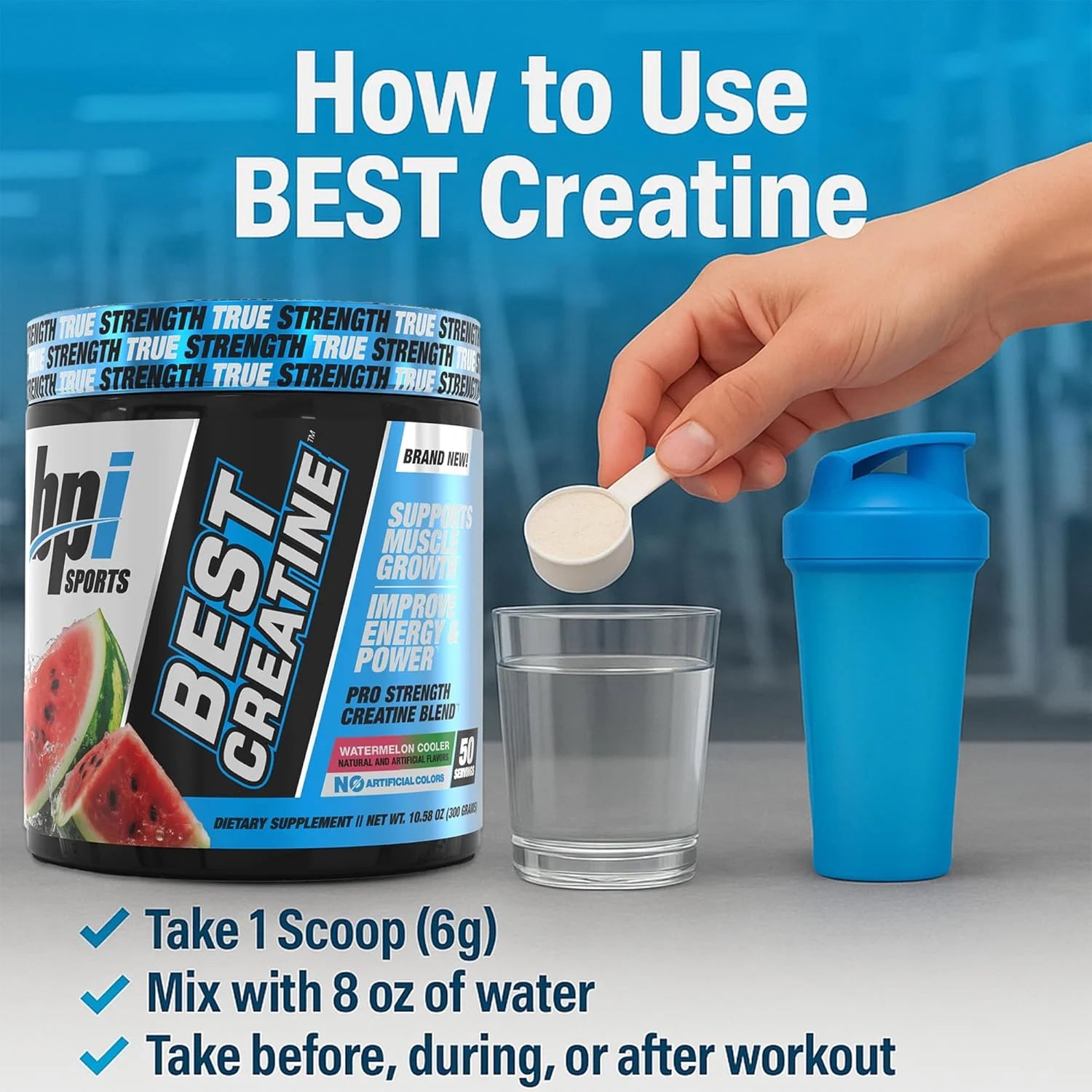 Best Creatine - Creatine Monohydrate, Himalayan Salt - Strength, Pump, Endurance, Muscle Growth, Muscle Definition - No Bloat - Watermelon Cooler - 50 Servings - 10.58 Ounce
