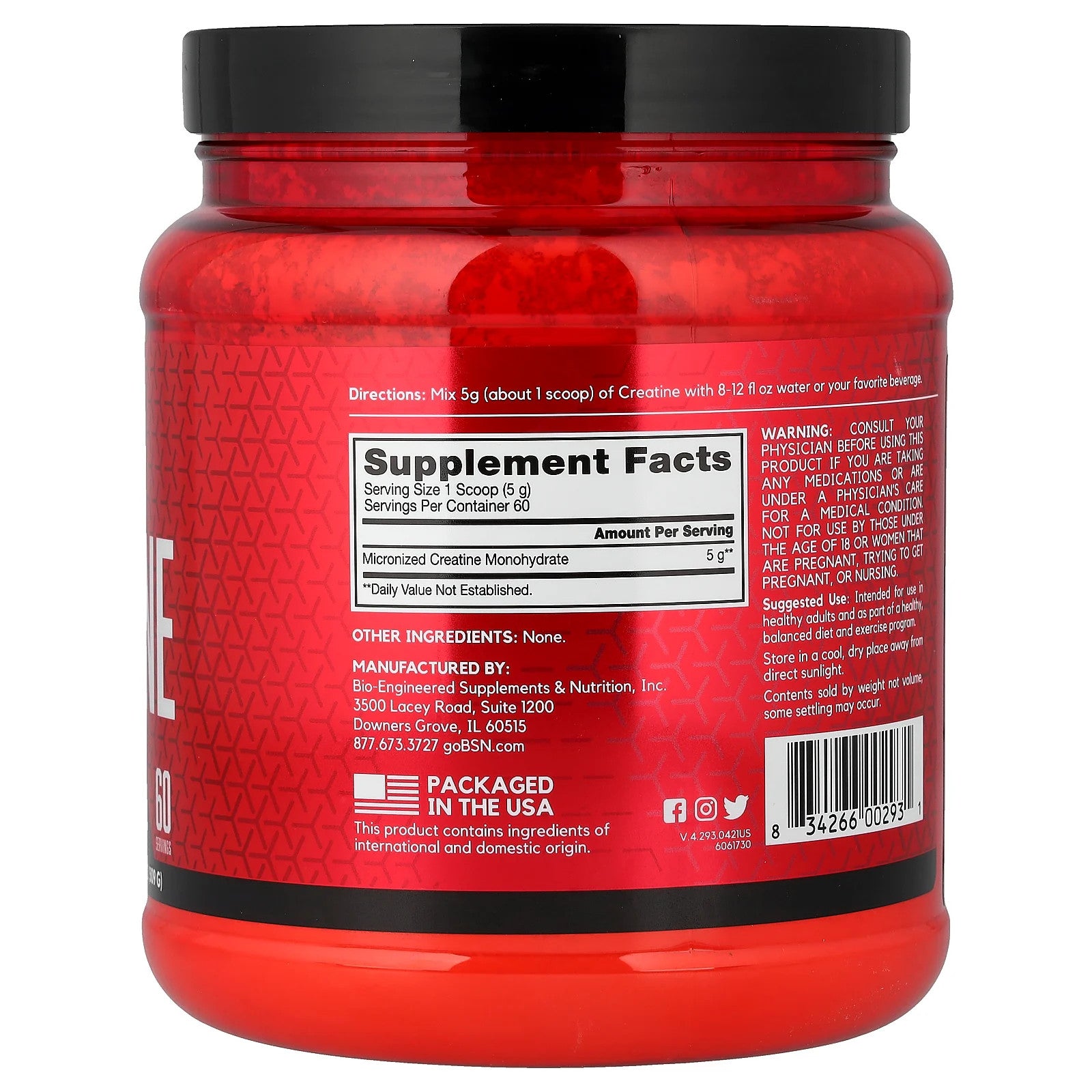 BSN, Creatine DNA, Unflavored, 10.9 Oz (309 G), Muscle, Strength, Performance