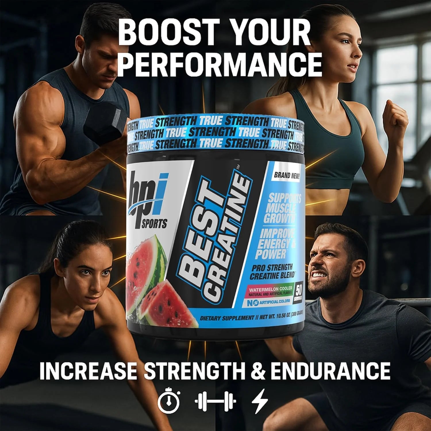 Best Creatine - Creatine Monohydrate, Himalayan Salt - Strength, Pump, Endurance, Muscle Growth, Muscle Definition - No Bloat - Watermelon Cooler - 50 Servings - 10.58 Ounce